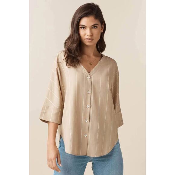 VETTA Tops - VETTA Capsule‎ Women’s Upcycled Slouchy Striped Minimalist Boyfriend Top NWT- XS